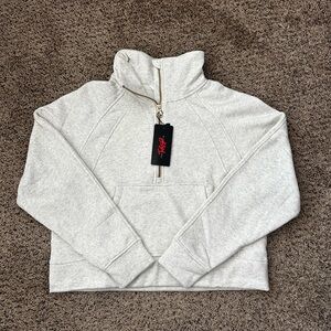 Womens Cropped Half-Zip Pullover